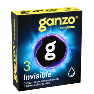 Презервативы "Ganzo Invisible" супер тонкие, с обильной смазкой, 3шт